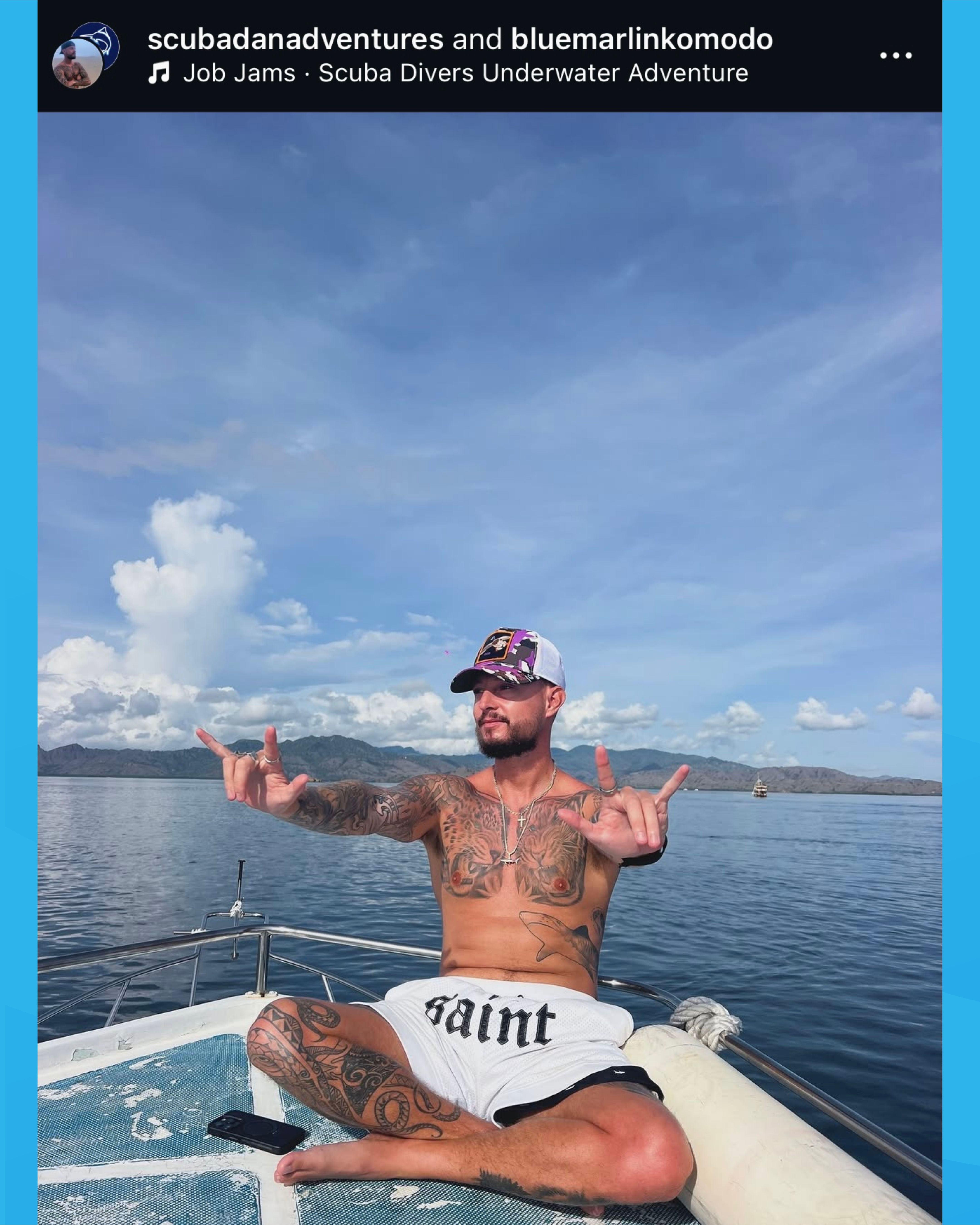 Scuba Dan x Blue Marlin Komodo Instagram collaboration post